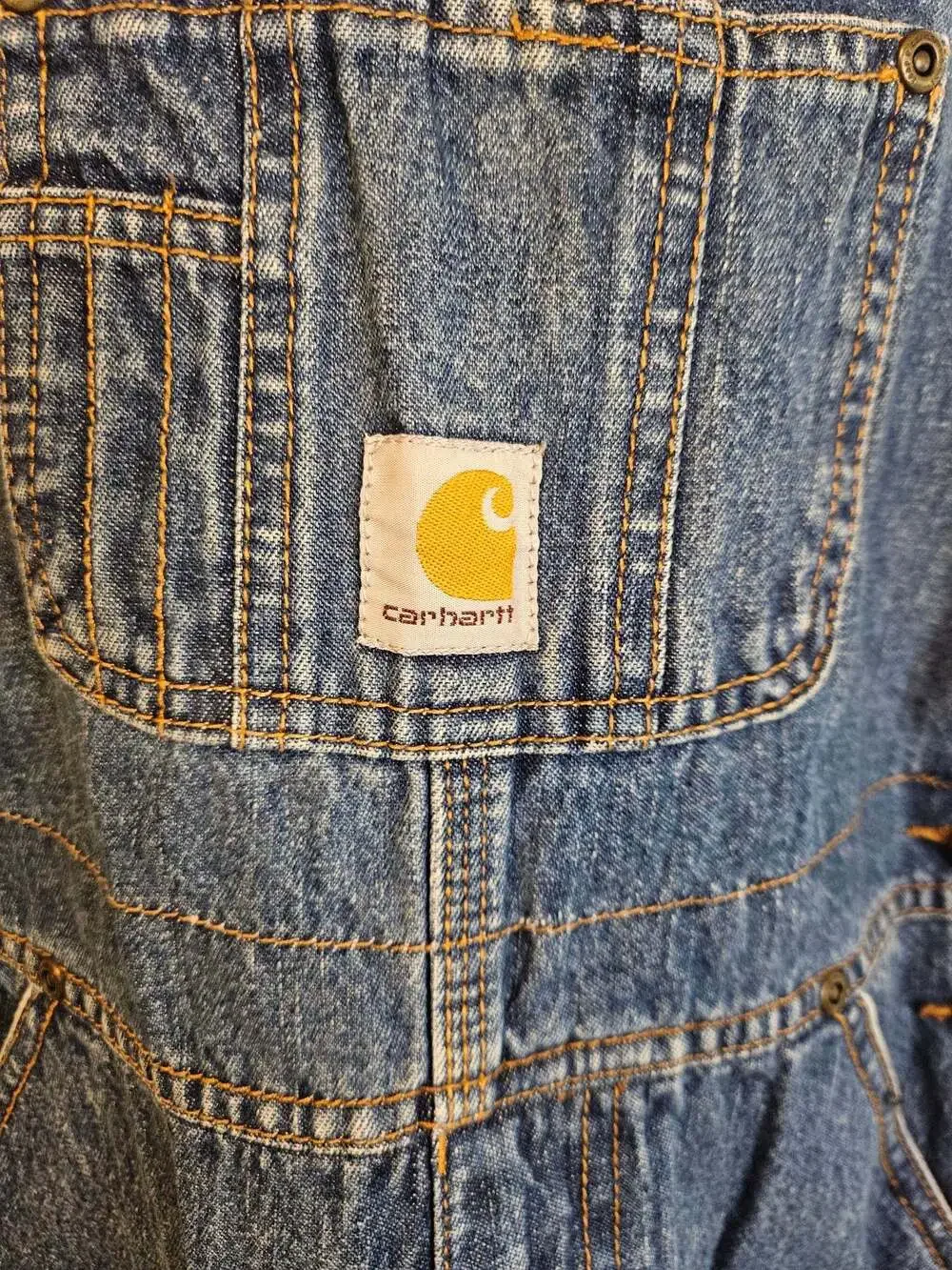 Carhartt Master Cloth Denim Overalls Size Youth 7 Blue Jeans Workwear